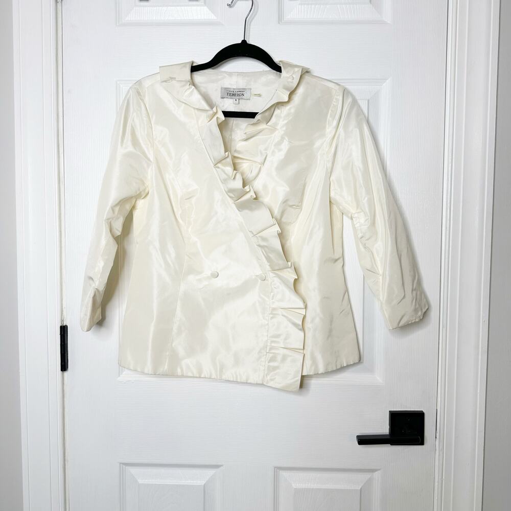 Ricki Freeman Teri Jon 100% Silk Double Breasted Jacket Blazer‎ MOTHB MOTHG Sz 8